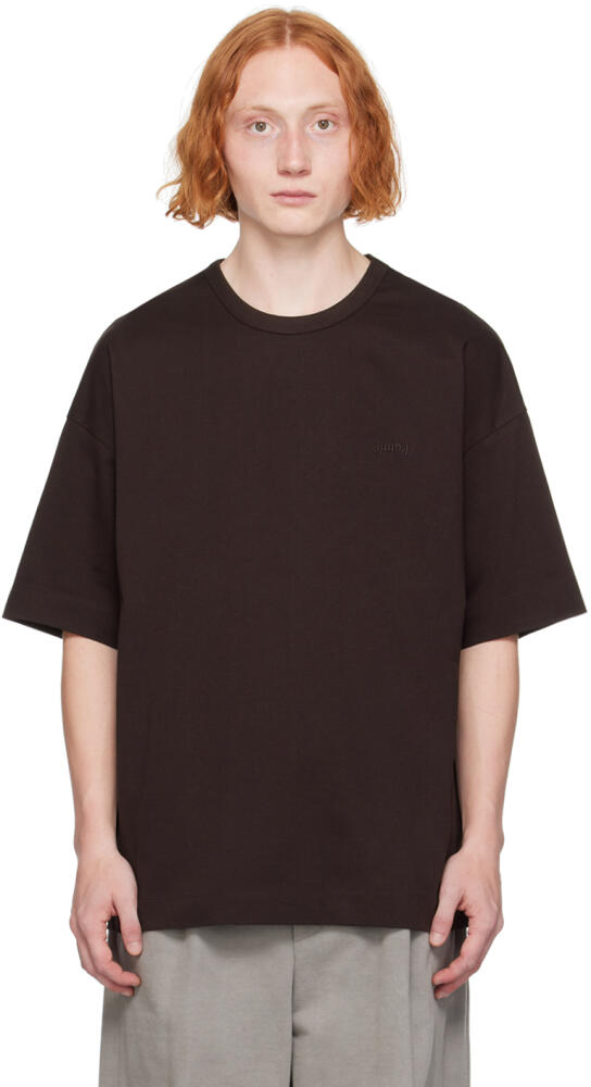 Juun.J Brown Embroidered-Logo T-Shirt Cover