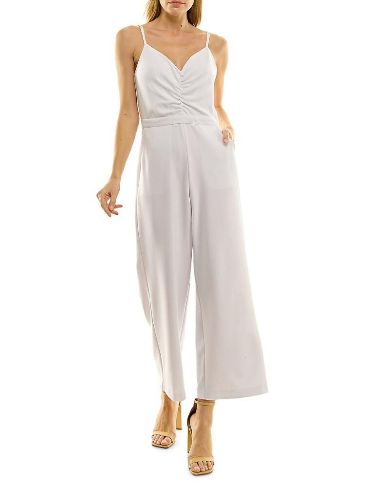 Nicole Miller Women's Ruched Crepe Scuba Jumpsuit - White Cover