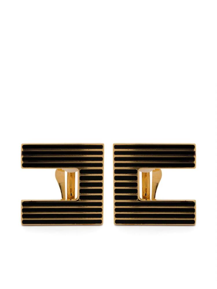 Elisabetta Franchi striped logo earrings - Gold Cover