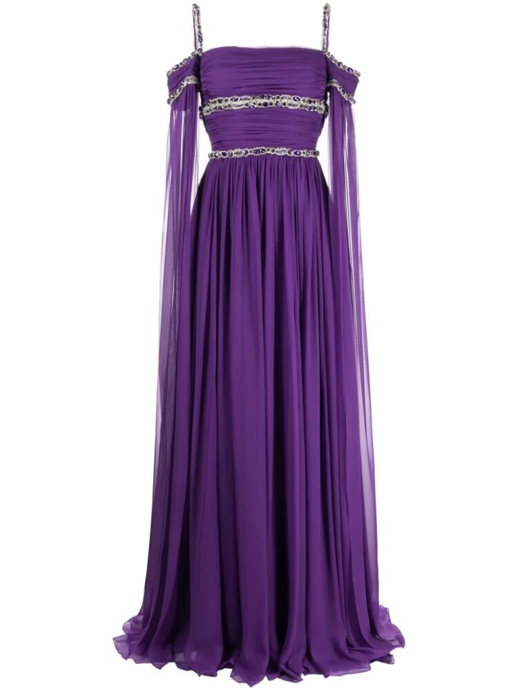 Zuhair Murad crystal-embellished silk gown - Purple Cover