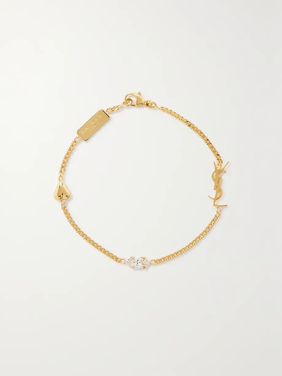 SAINT LAURENT - Crystal-embellished Gold-tone Bracelet - L Cover