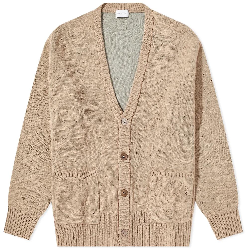 John Elliott Men's High Twist Wool Cardigan in Camel/Grey Cover