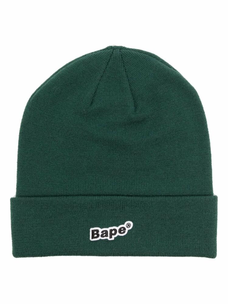 A BATHING APE® Bape-patch knitted beanie - Green Cover