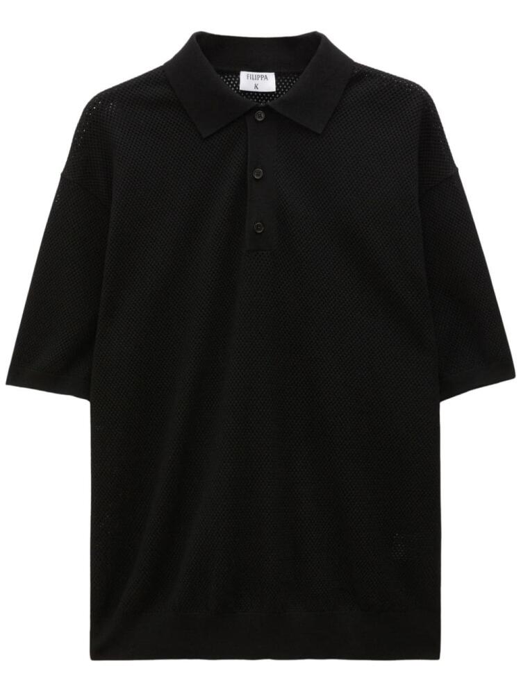 Filippa K short-sleeved mesh polo shirt - Black Cover