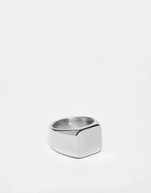 Lost Souls stainless steel 15mm square signet ring in platinum-Silver Cover