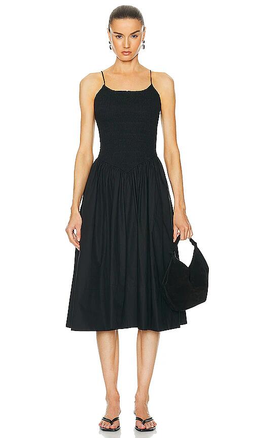 L'Academie by Marianna Armanda Poplin Midi Dress in Black Cover