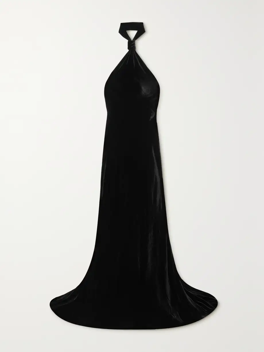 Ann Demeulemeester - Ingeborg Open-back Velvet Halterneck Gown - Black Cover