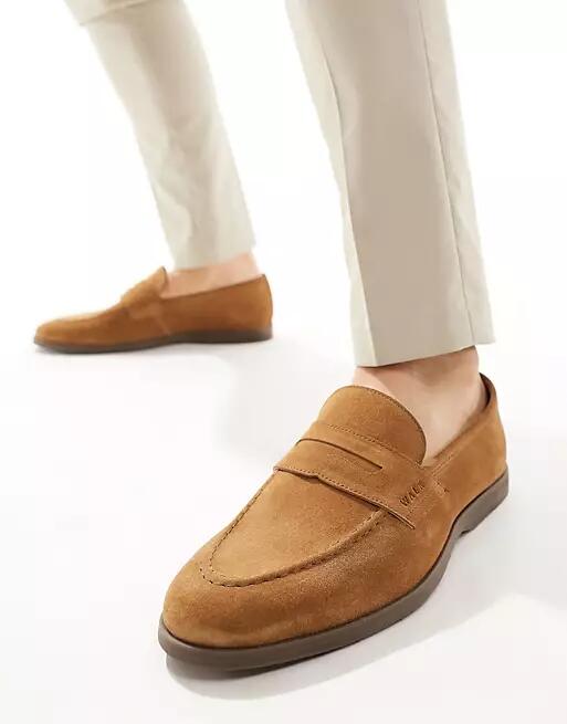 Walk London Angelo Saddle Loafers In Tan Suede-Brown Cover