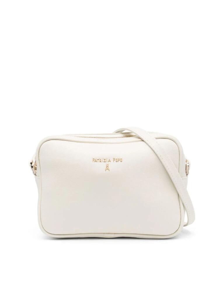 Patrizia Pepe logo-embellished leather crossbody bag - Neutrals Cover