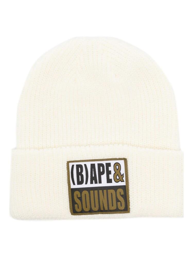 A BATHING APE® Bape Sounds logo-patch beanie - Neutrals Cover