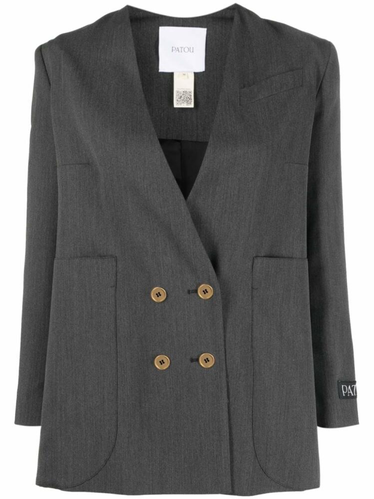 Patou double-breasted stretch-wool blazer - Grey Cover