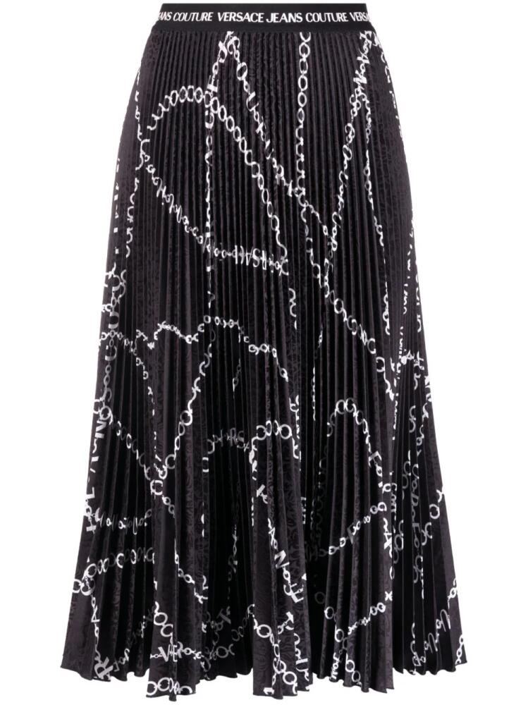 Versace Jeans Couture chain-print plissé skirt - Black Cover