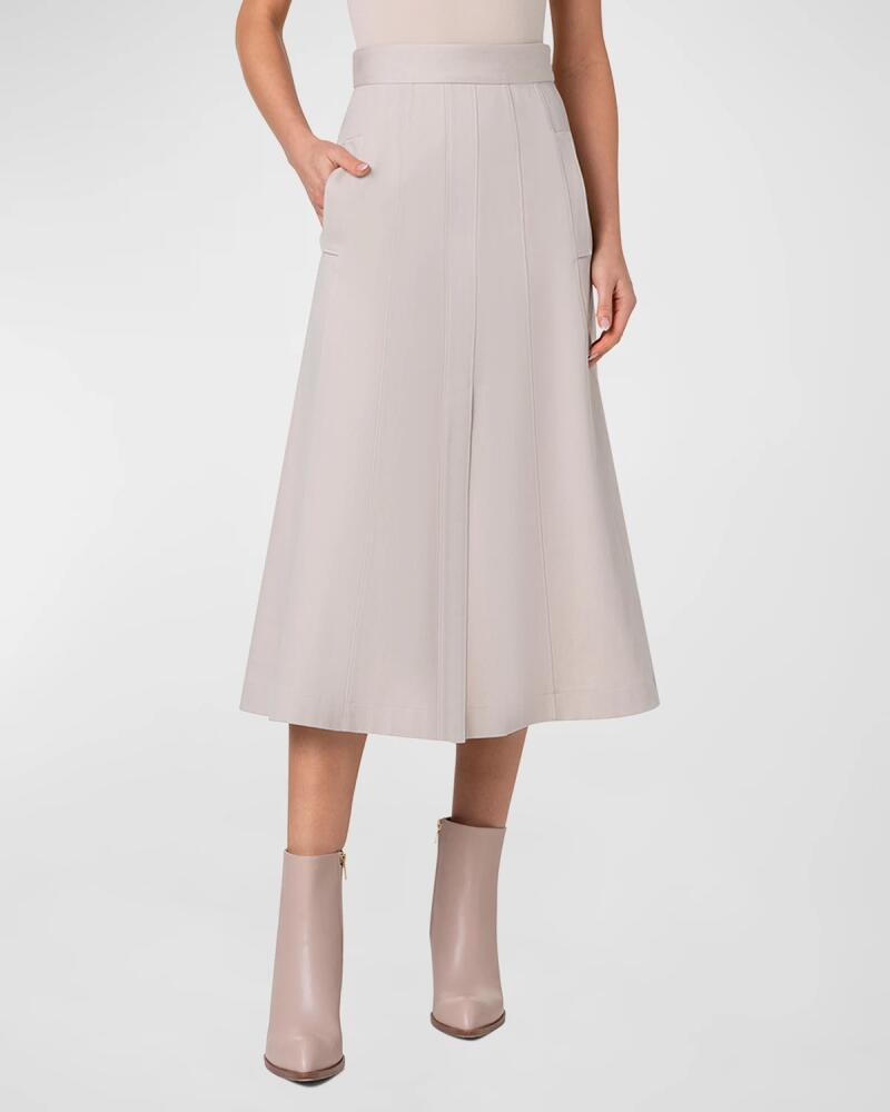 Akris Cotton Denim Pleated Midi Skirt Cover