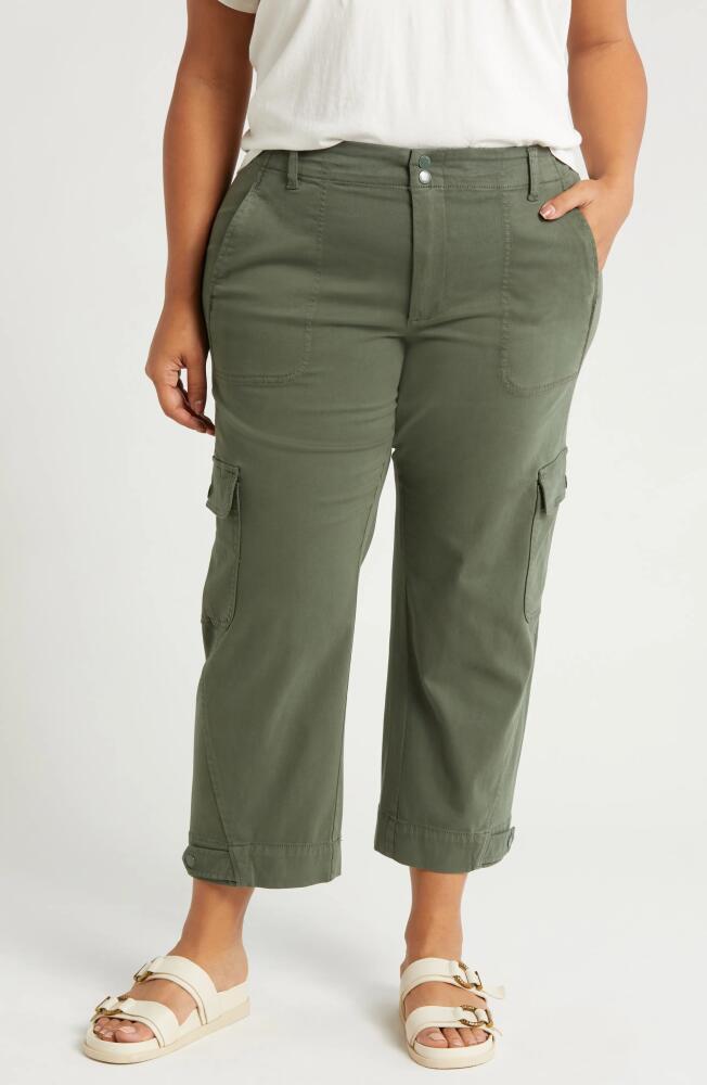 Liverpool Los Angeles Utility Crop Cargo Pants in Moss Green Cover