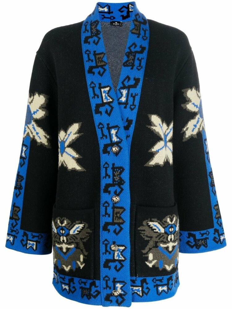 ETRO Geometric-pattern Jacquard knitted cardigan - Black Cover