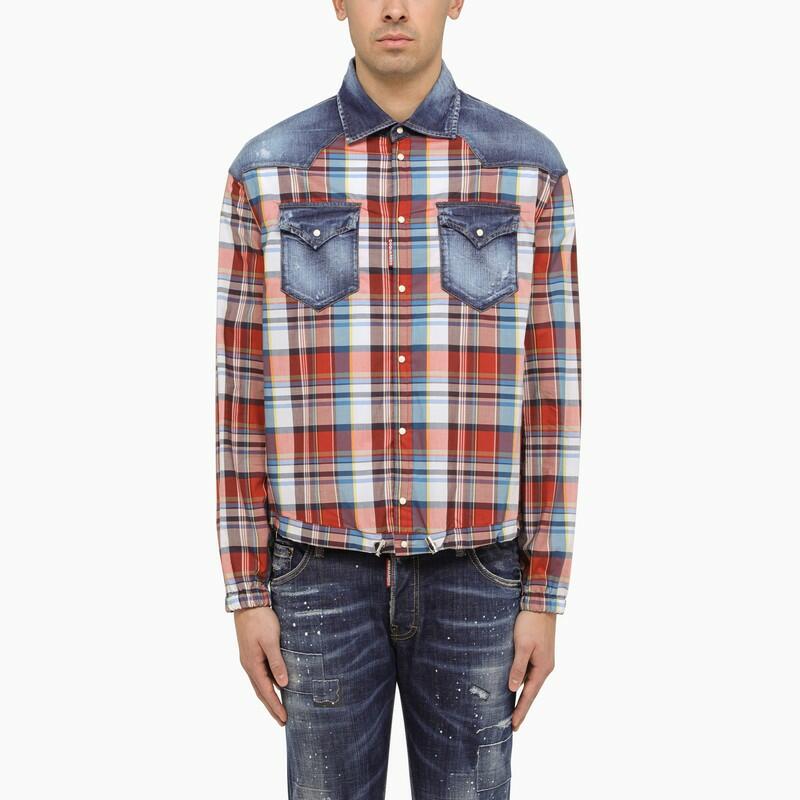 Dsquared2 Multicoloured checked shirt with denim details Cover