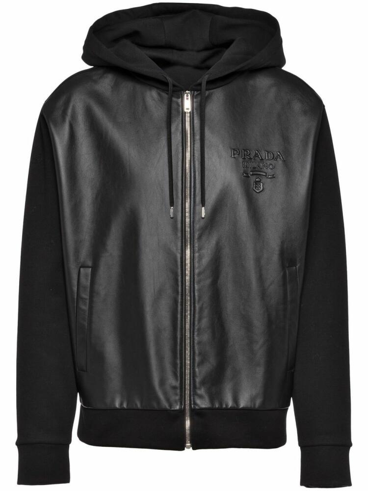 Prada panelled zip-up hoodie - Black Cover