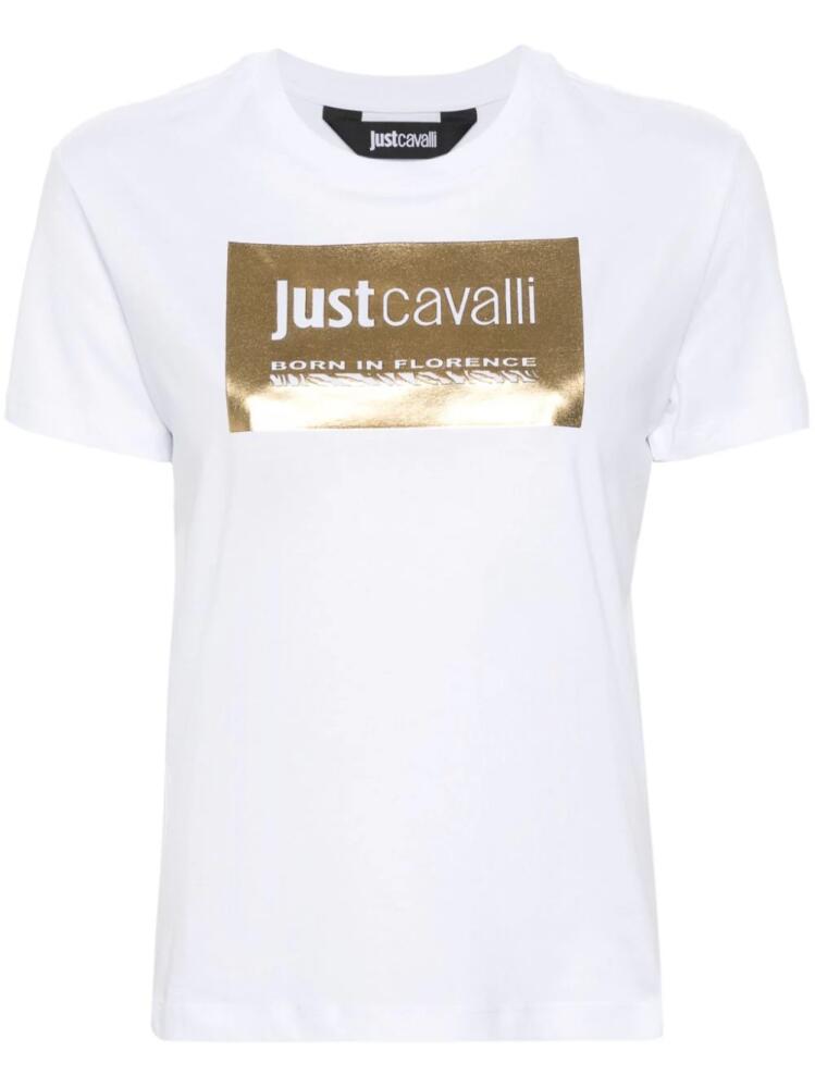 Just Cavalli metallic-logo cotton T-shirt - White Cover