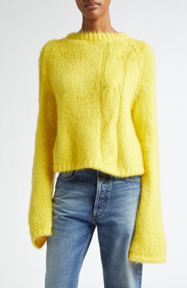 JW Anderson Cable Knit Crewneck Sweater in Bright Yellow Cover