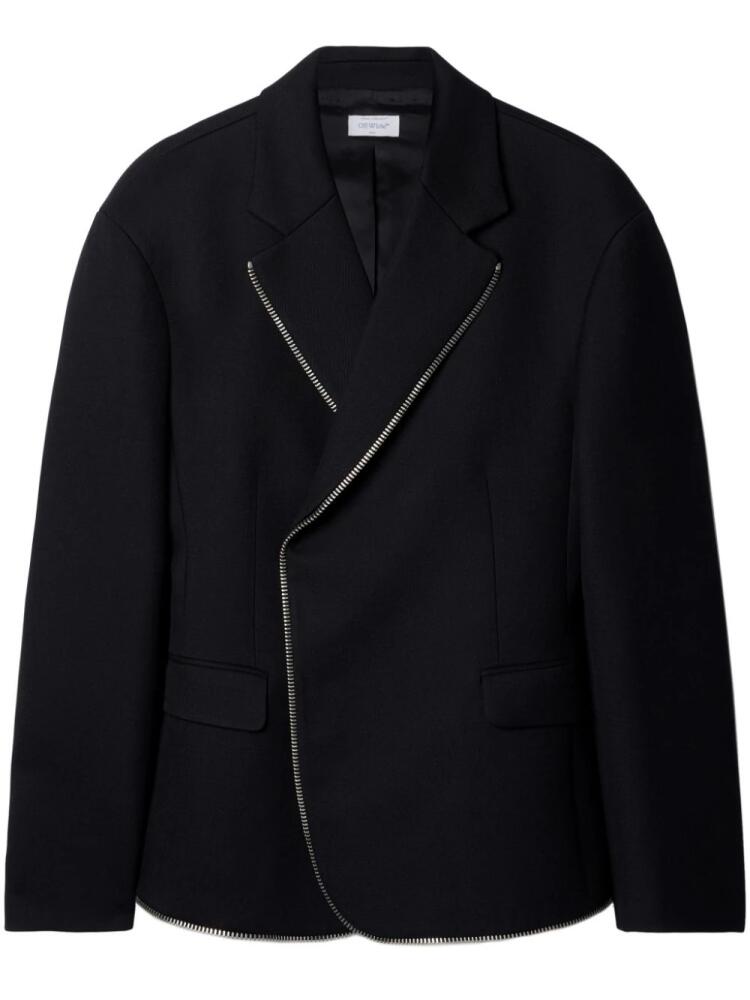 Off-White zip-trim virgin-wool blazer - Black Cover