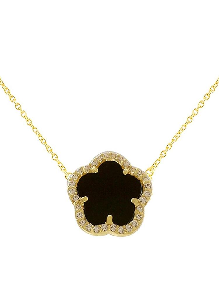 JanKuo Women's 14K Goldplated Brass, Onyx & Cubic Zirconia Necklace Cover