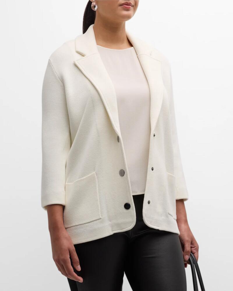 Minnie Rose 3/4-Sleeve Cotton-Blend Blazer Cover