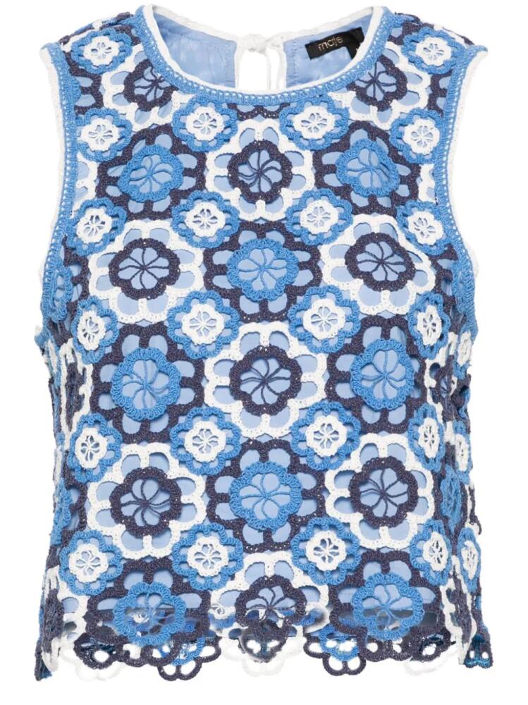 Maje crochet cotton-blend tank top - Blue Cover