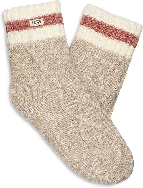 UGG Deedee Fleece Lined Quarter (Putty / Pink Cedar) Women's Crew Cut Socks Shoes Cover