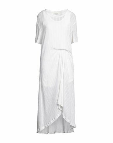 Cedric Charlier Woman Maxi dress Ivory Cotton, Polyester Cover