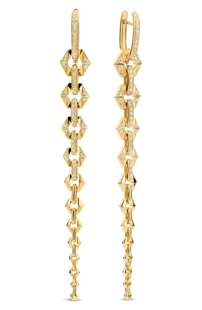 DRIES CRIEL Flow Graduated Diamond Chain Drop Earrings in Yellow Gold Cover