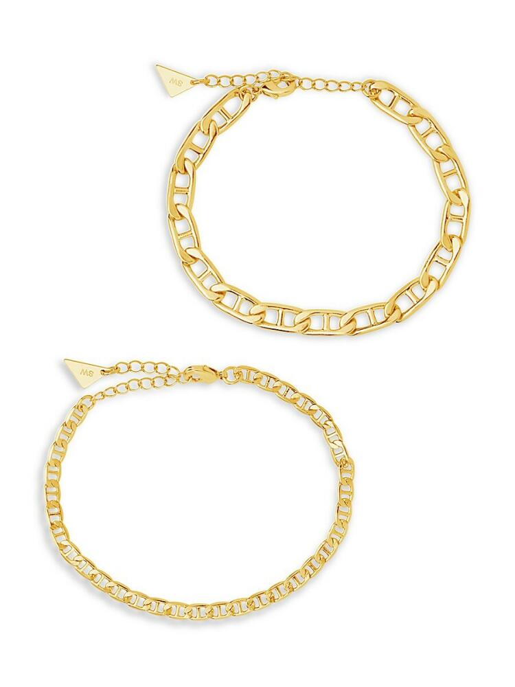 Sterling Forever Women's 2-Piece Anchor Chain Bracelet Set - Goldtone Cover