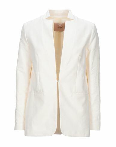 Twinset Woman Blazer Ivory Cotton, Linen Cover