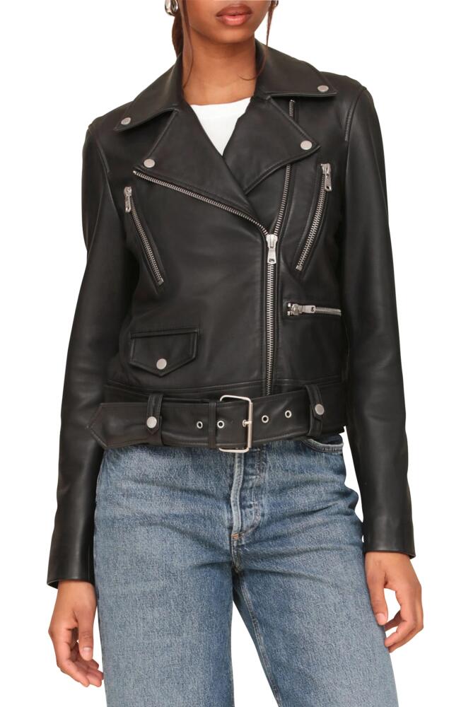 Avec Les Filles Belted Leather Biker Jacket in Black Cover