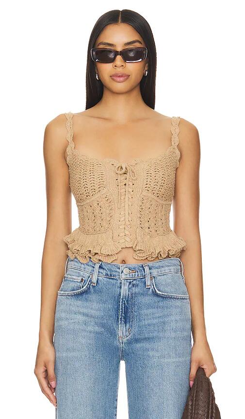 MAJORELLE Taissa Corset Top in Neutral Cover