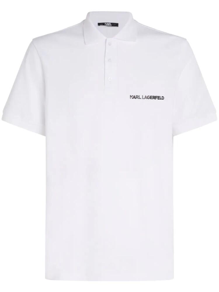 Karl Lagerfeld logo-print organic-cotton polo shirt - White Cover