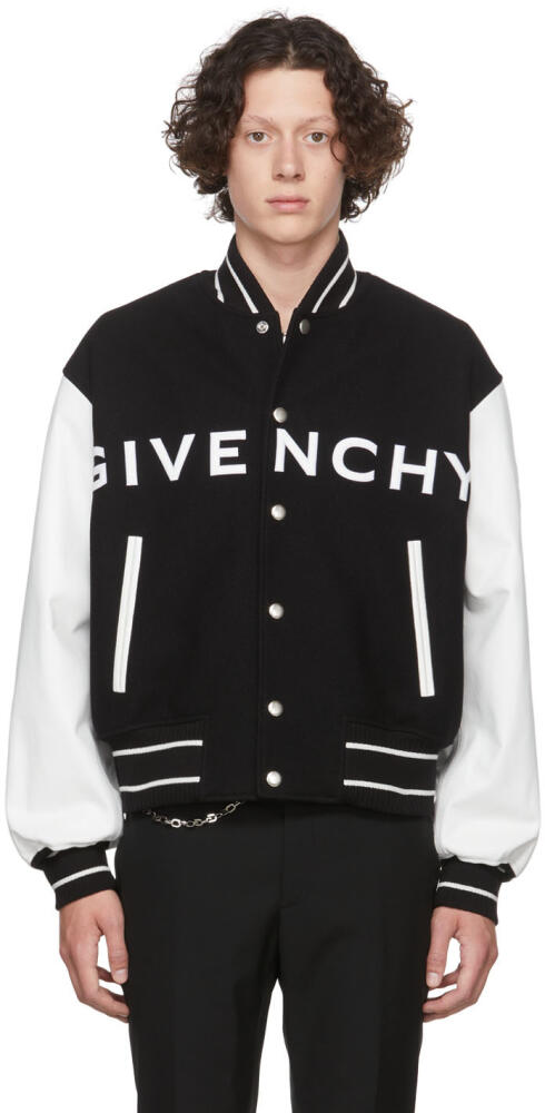 Givenchy Black & White Wool Bomber Jacket Cover