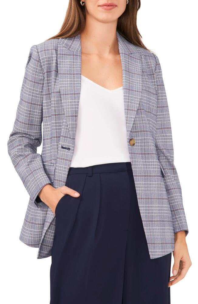 halogen(r) Plaid One-Button Blazer in Classic Navy Cover