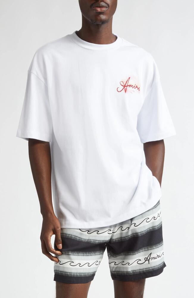 AMIRI Oversize Airbrush Logo Graphic T-Shirt in White Cover