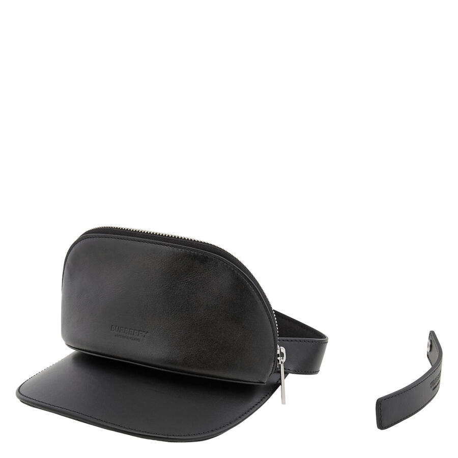 Burberry Black Leather Zip-Pocket Visor Cover