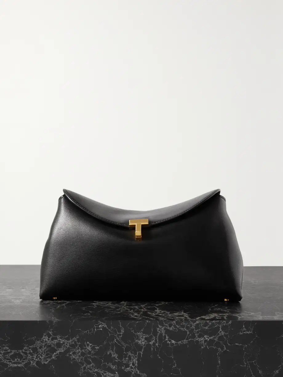 TOTEME - T-lock Leather Clutch - Black Cover