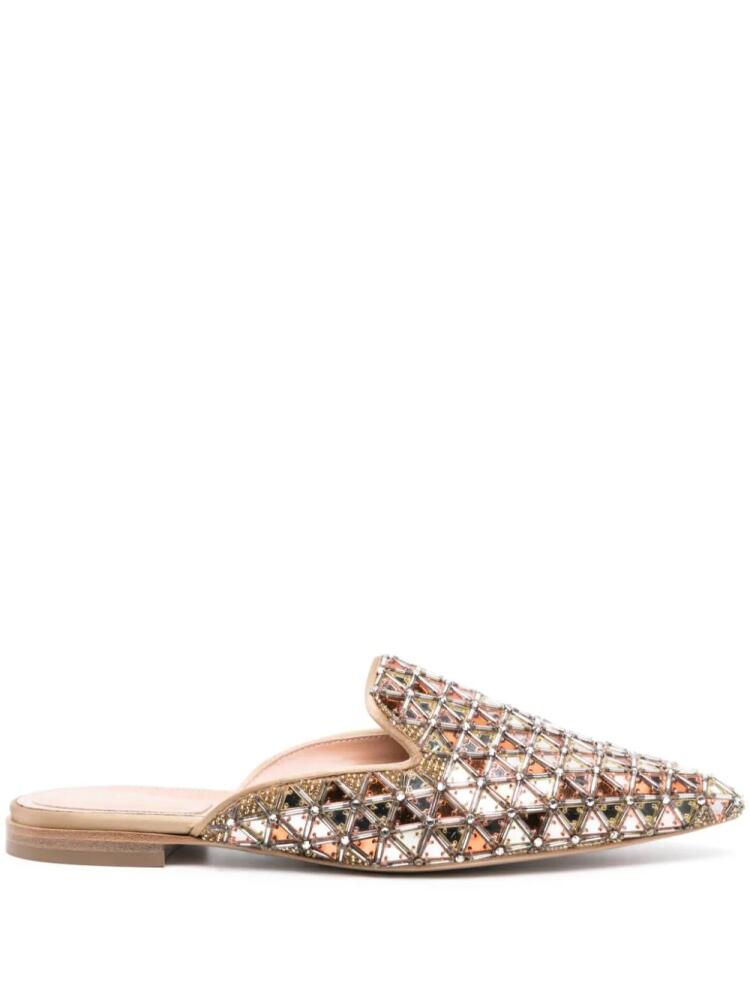 Alberta Ferretti geometric-design mirrored-finish slippers - Neutrals Cover