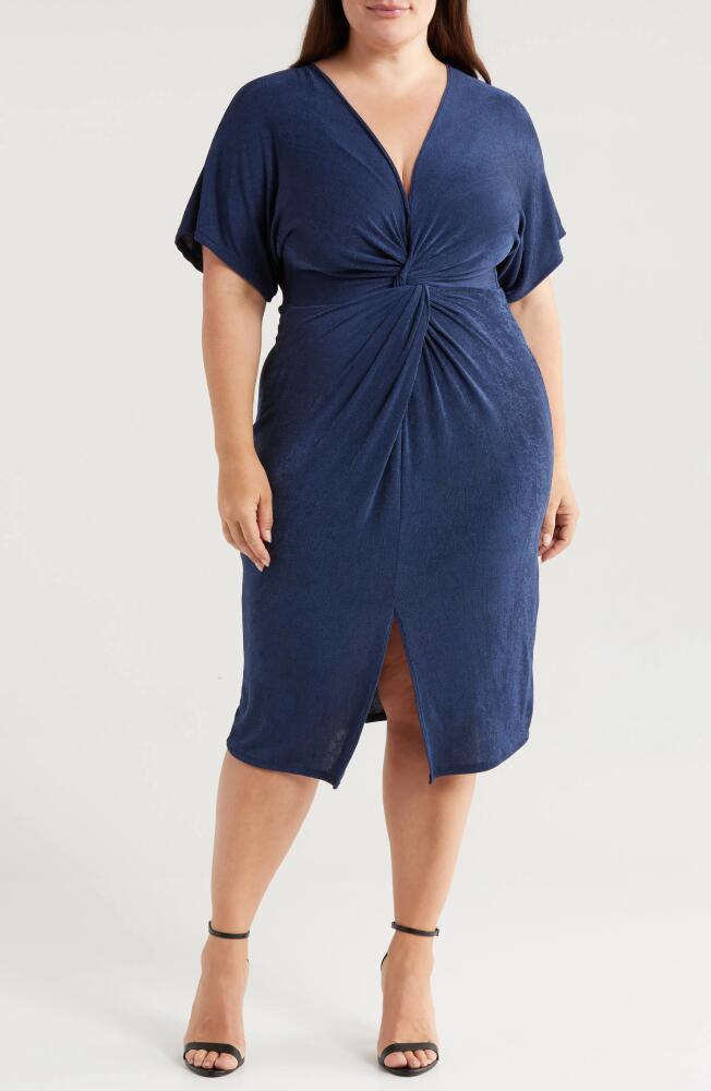 24seven Comfort Apparel Twist Front Vent Dress in Navy Cover