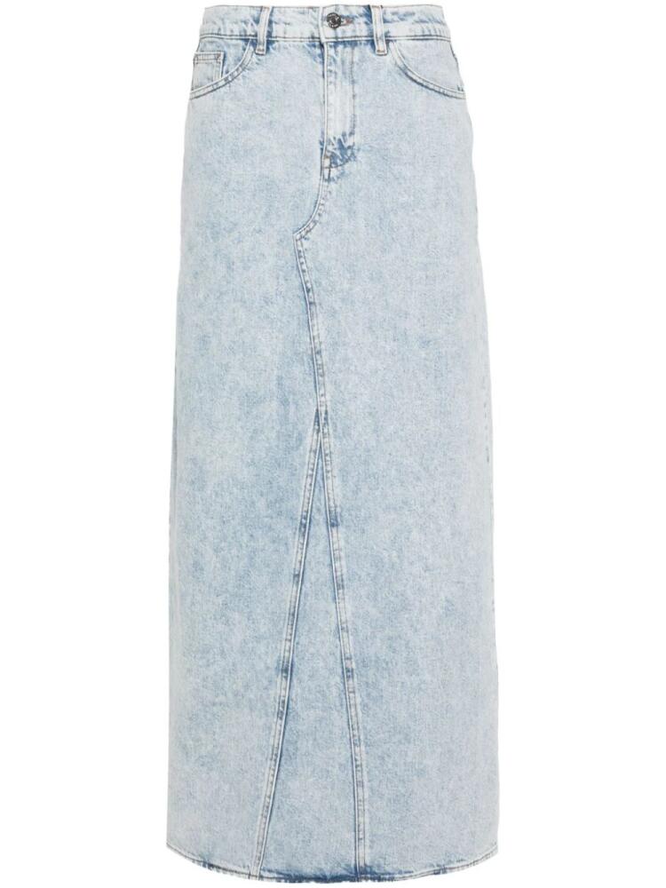 Gestuz logo-patch maxi denim skirt - Blue Cover