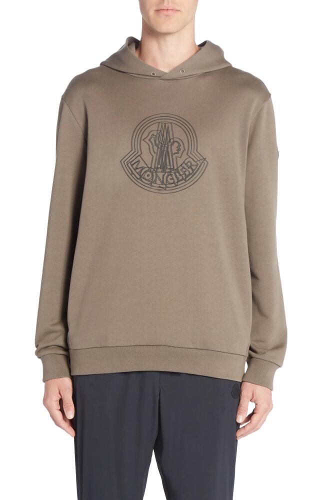 Moncler Logo Cotton Fleece Graphic Hoodie in Brown Cover