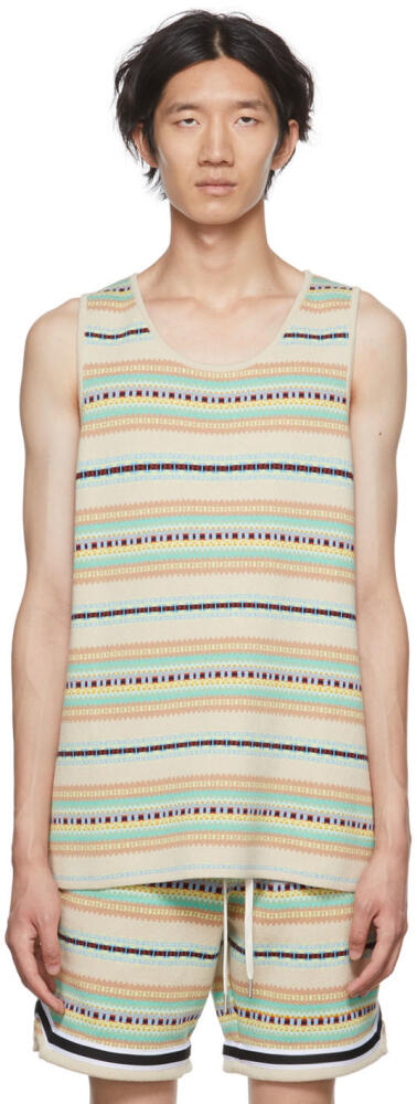 John Elliott Beige Striped Tank Top Cover