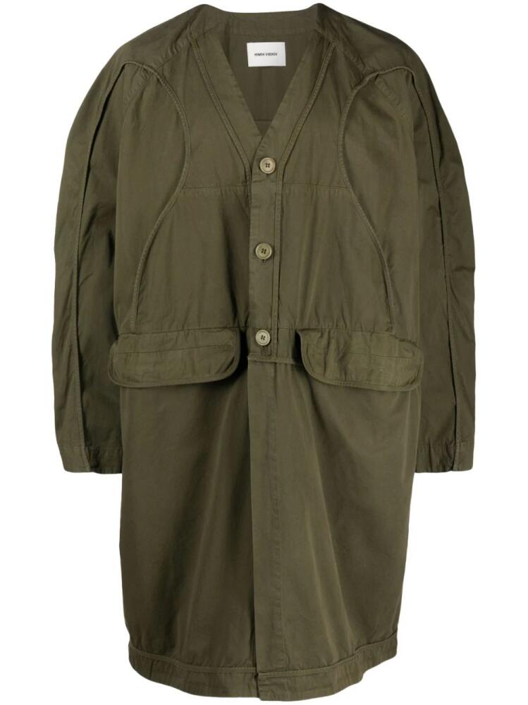 Henrik Vibskov Frank V-neck buttoned coat - Green Cover