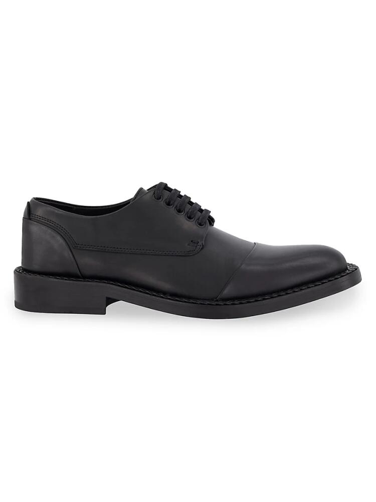 Karl Lagerfeld Paris Men's White Label Cap Toe Leather Derby Shoes - Black Cover