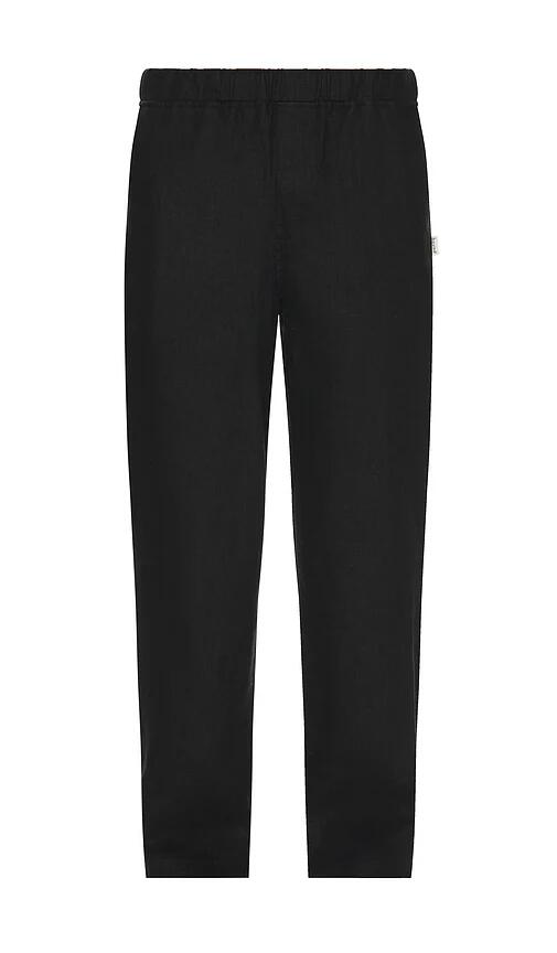 Bound Relaxed Heavy Linen Trousers in Black Cover