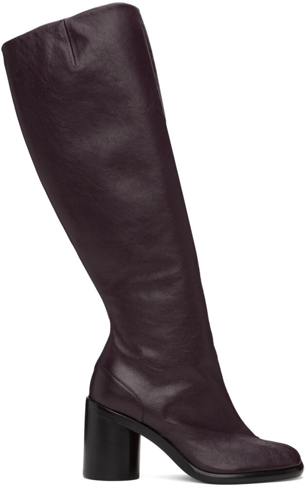 Maison Margiela Burgundy Tabi Knee-High Tall Boots Cover