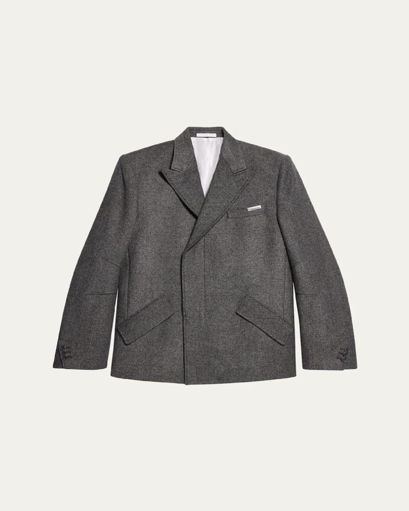 Helmut Lang Men's Melange Wool Asymmetric Blazer Cover